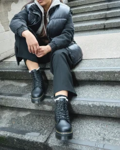 Platform Boots|Winter Boots>Dr. Martens Jadon Boot Leather Faux Fur Lined Platforms Black — Pisa