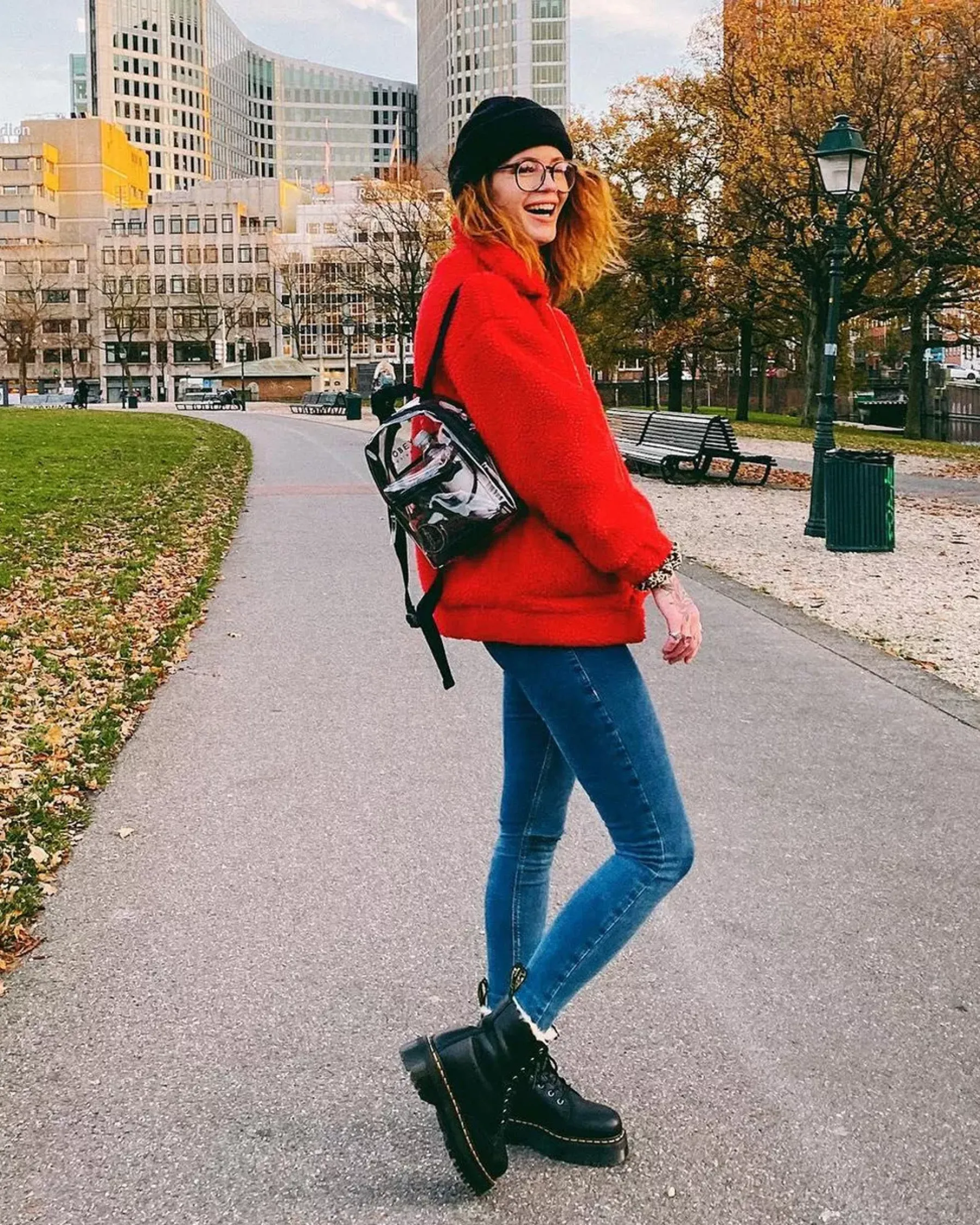 Platform Boots|Winter Boots>Dr. Martens Jadon Boot Leather Faux Fur Lined Platforms Black — Pisa