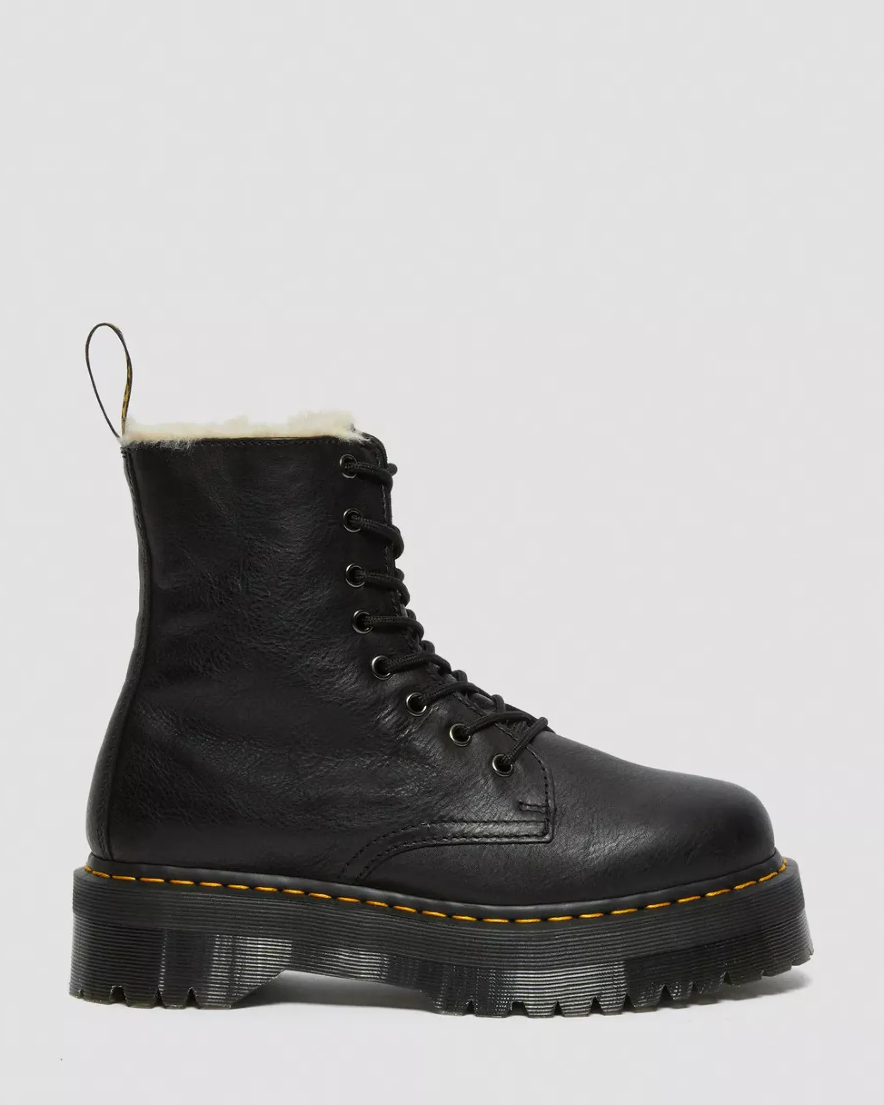 Platform Boots|Winter Boots>Dr. Martens Jadon Boot Leather Faux Fur Lined Platforms Black — Pisa