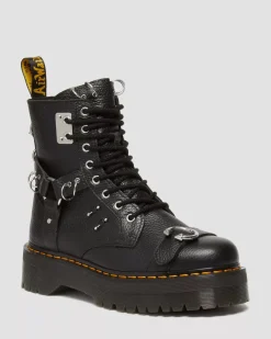 Ankle Boots|Platforms>Dr. Martens Jadon Boot Piercing Milled Nappa Leather Platforms Black — Milled Nappa