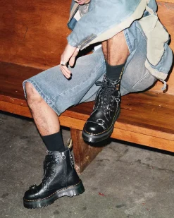 Ankle Boots|Platforms>Dr. Martens Jadon Boot Piercing Milled Nappa Leather Platforms Black — Milled Nappa