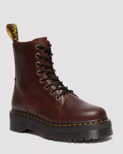 Platform Boots|Ankle Boots>Dr. Martens Jadon Boot Pull Up Leather Platforms Dark Brown