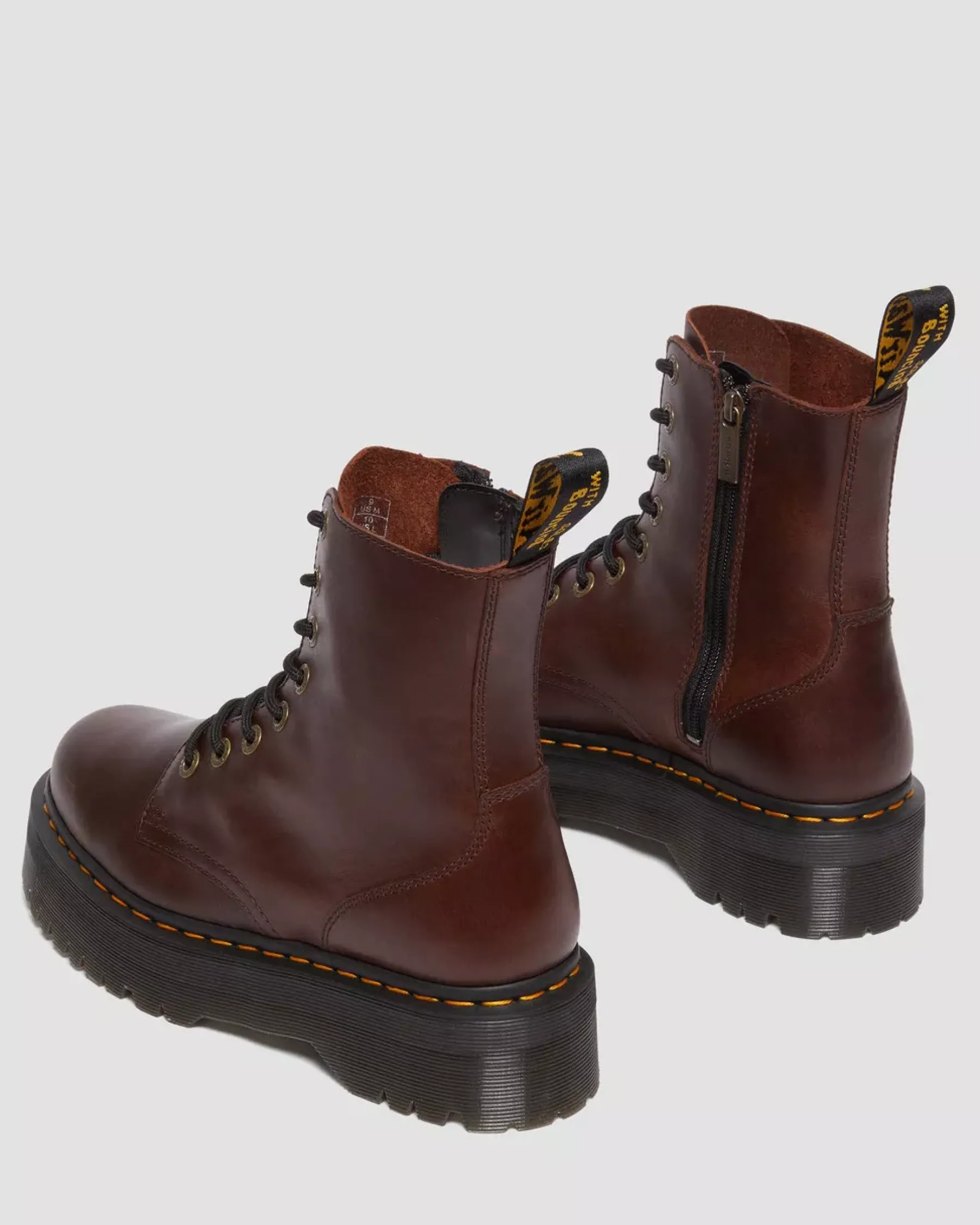 Platform Boots|Ankle Boots>Dr. Martens Jadon Boot Pull Up Leather Platforms Dark Brown
