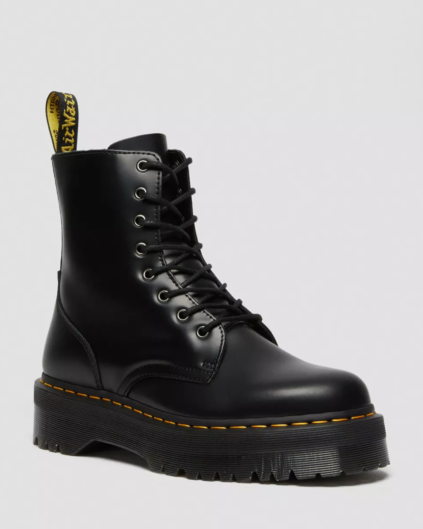 Bestsellers|Ankle Boots>Dr. Martens Jadon Boot Smooth Leather Platforms Black — Polished Smooth