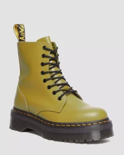Sale|Platform Boots>Dr. Martens Jadon Boot Smooth Leather Platforms ANTIQUE OLIVE — Smooth Leather