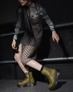 Sale|Platform Boots>Dr. Martens Jadon Boot Smooth Leather Platforms ANTIQUE OLIVE — Smooth Leather