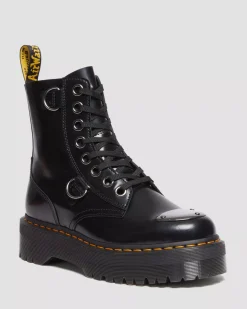 Sale|Platform Boots>Dr. Martens Jadon Boot Toe Guard Leather Platforms Black — Buttero