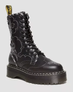 Platform Boots|Platforms>Dr. Martens Jadon Hi Boot Gothic Americana Leather Platforms Black — Wanama