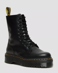Sale|Platforms>Dr. Martens Jadon Hi Boot Smooth Leather Platforms Black — Polished Smooth
