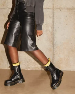 Sale|Platforms>Dr. Martens Jadon Hi Boot Smooth Leather Platforms Black — Polished Smooth