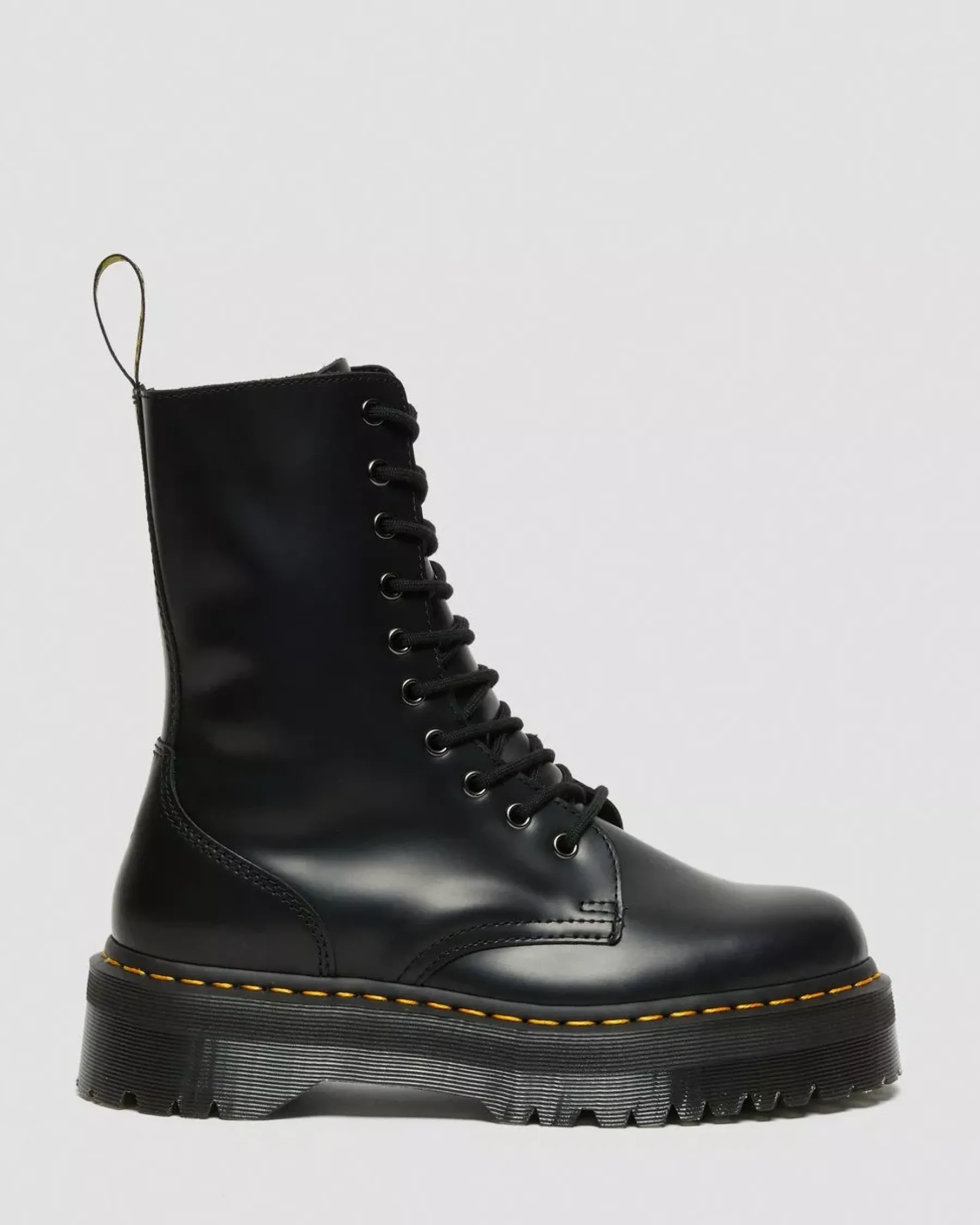Sale|Platforms>Dr. Martens Jadon Hi Boot Smooth Leather Platforms Black — Polished Smooth