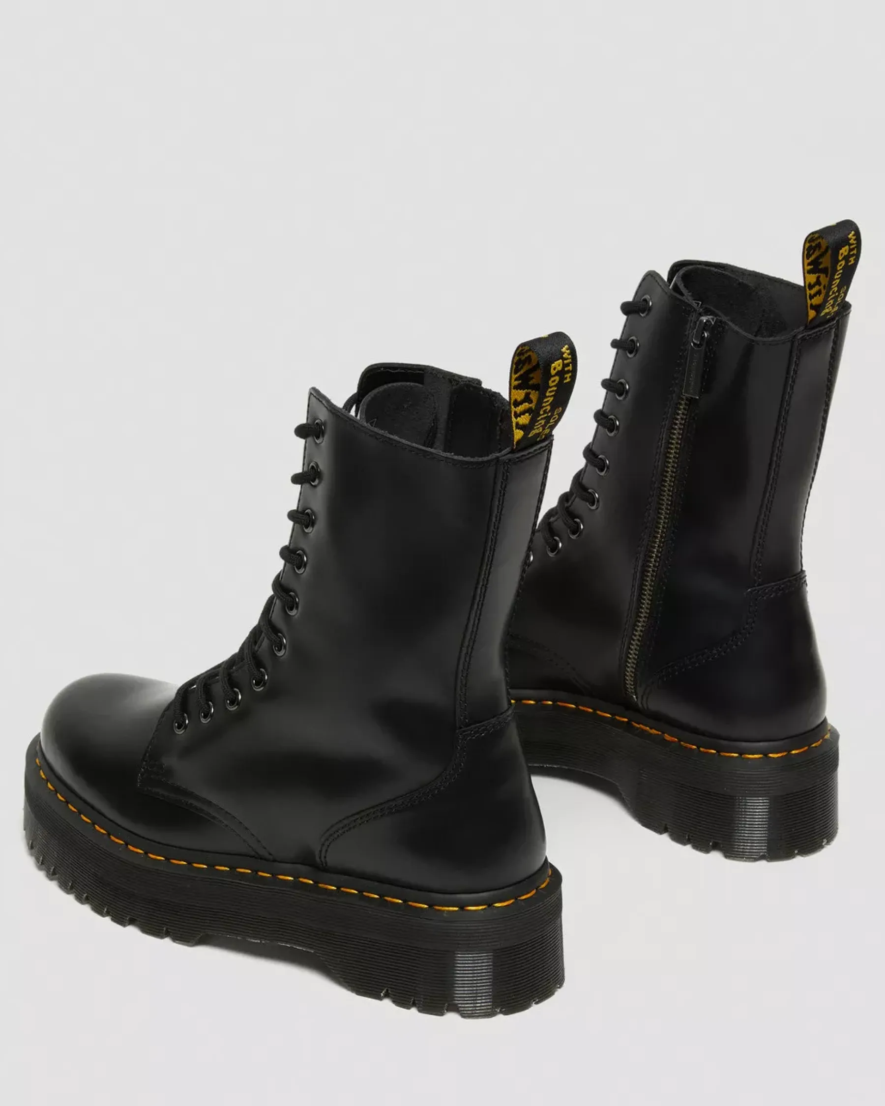 Sale|Platforms>Dr. Martens Jadon Hi Boot Smooth Leather Platforms Black — Polished Smooth