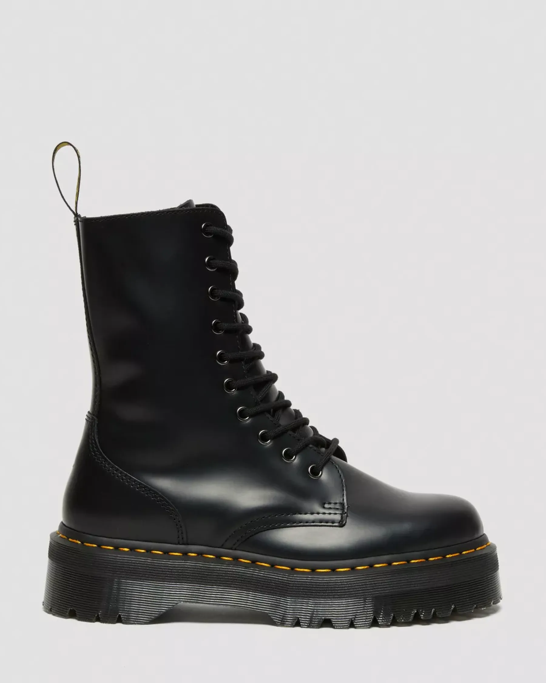 Sale|Platforms>Dr. Martens Jadon Hi Boot Smooth Leather Platforms Black — Polished Smooth