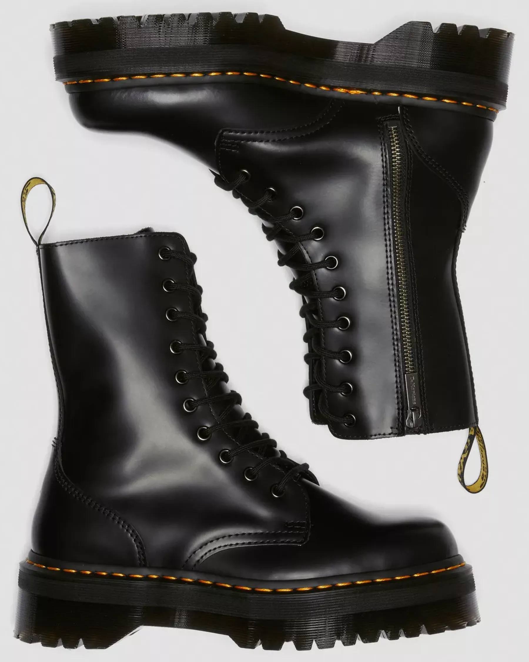 Sale|Platforms>Dr. Martens Jadon Hi Boot Smooth Leather Platforms Black — Polished Smooth