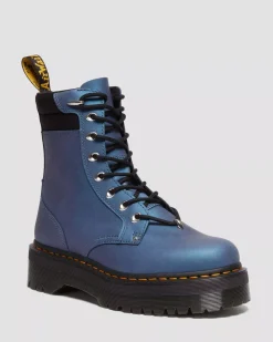 Sale|Platform Boots>Dr. Martens Jadon II Boot Hardware Pull Up Leather Platforms DEEP BLUE — Pull Up Shift