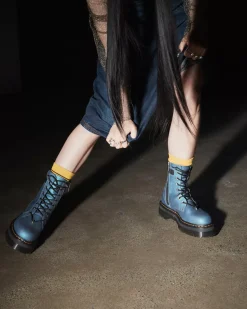 Sale|Platform Boots>Dr. Martens Jadon II Boot Hardware Pull Up Leather Platforms DEEP BLUE — Pull Up Shift