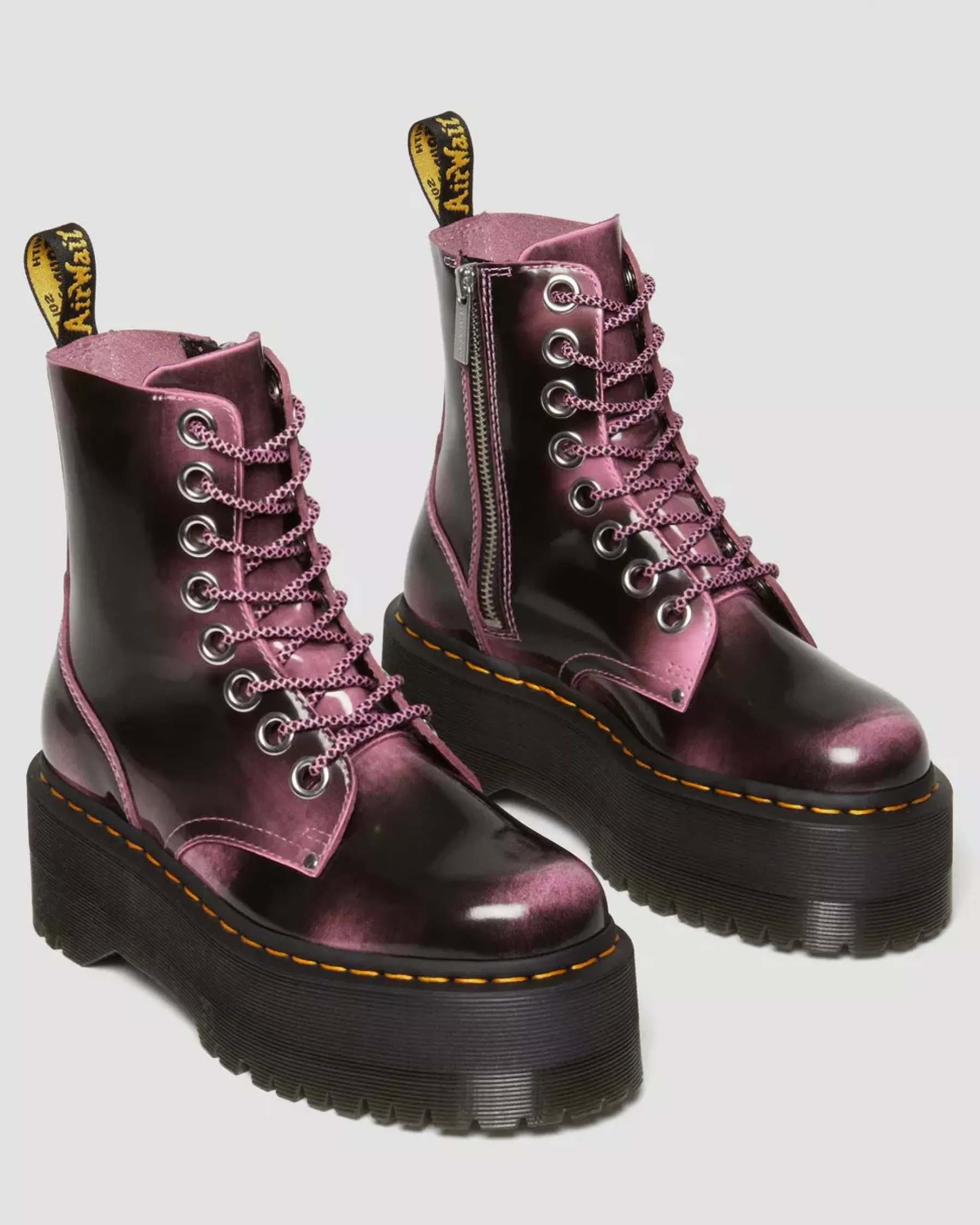 Platform Boots|Platforms>Dr. Martens Jadon Max Boot Distressed Leather Platforms Fondant Pink — Arcadia