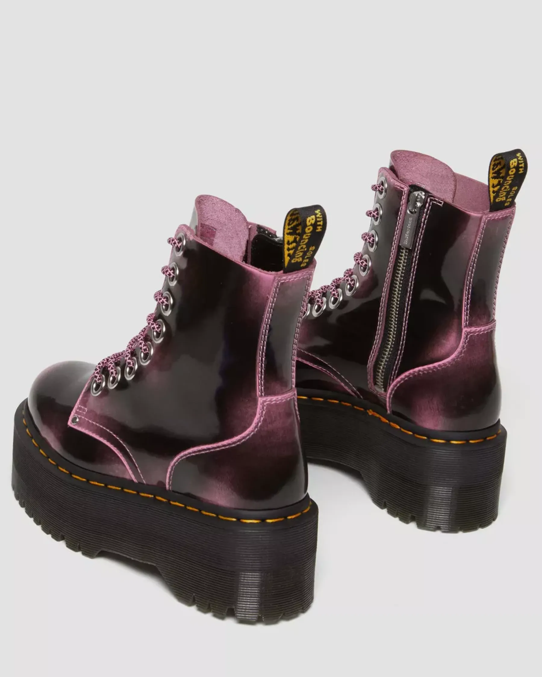 Platform Boots|Platforms>Dr. Martens Jadon Max Boot Distressed Leather Platforms Fondant Pink — Arcadia