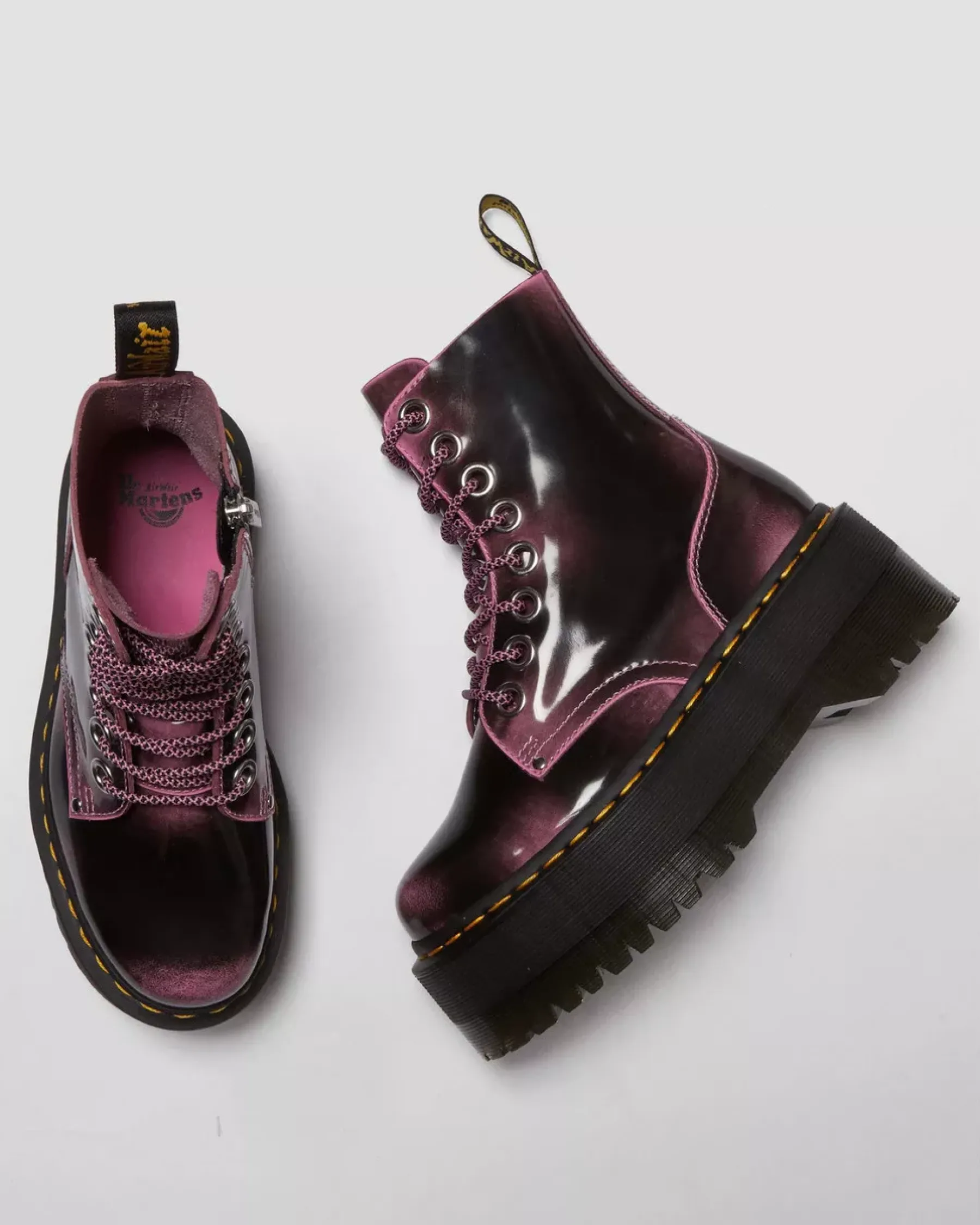 Platform Boots|Platforms>Dr. Martens Jadon Max Boot Distressed Leather Platforms Fondant Pink — Arcadia