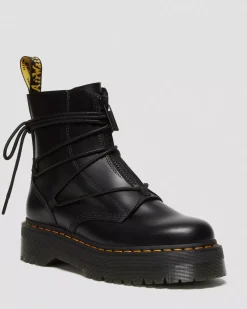 Platform Boots|Ankle Boots>Dr. Martens Jarrick II Laced Leather Platform Boots Black — Smooth+Paris