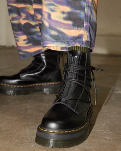 Platform Boots|Ankle Boots>Dr. Martens Jarrick II Laced Leather Platform Boots Black — Smooth+Paris