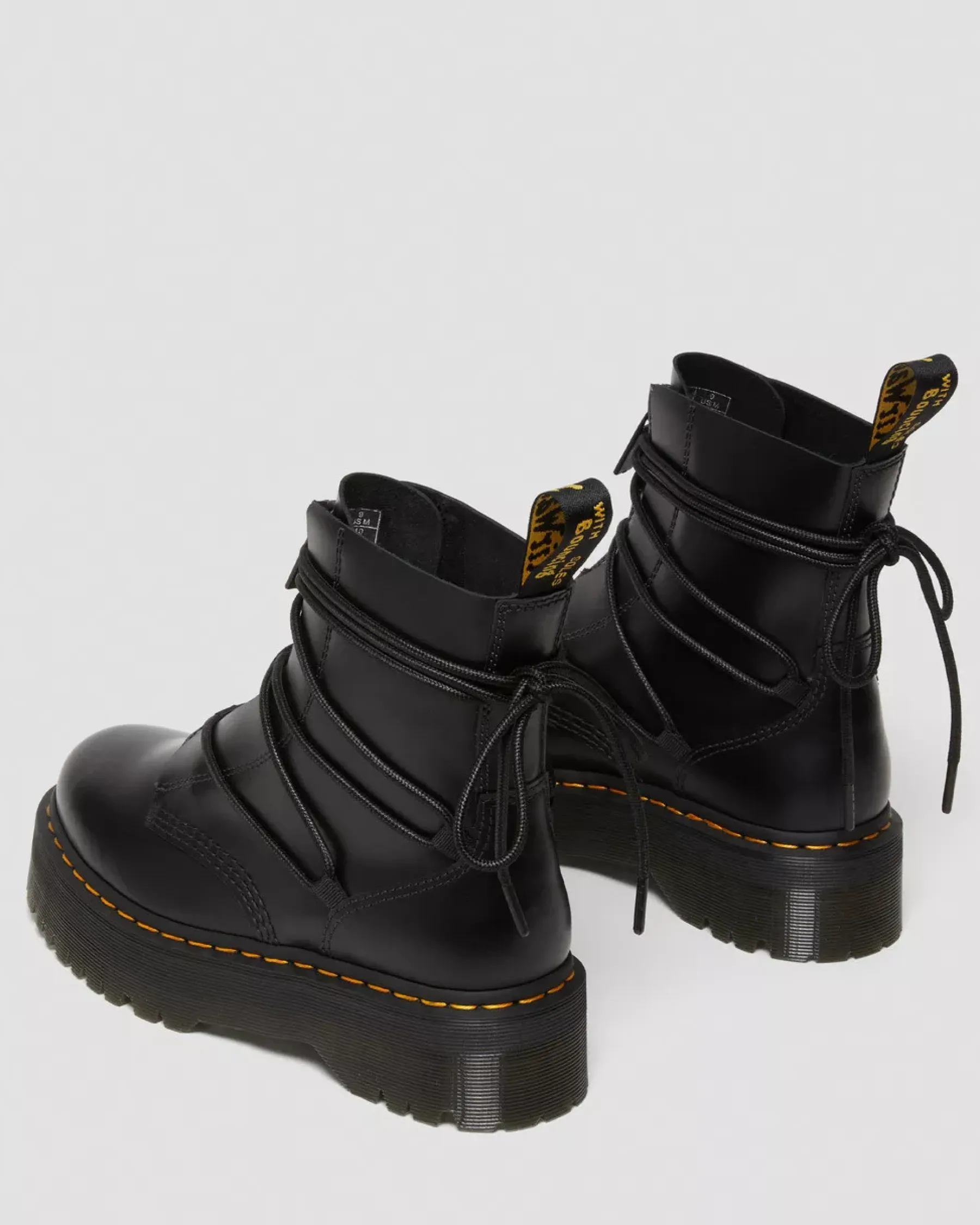 Platform Boots|Ankle Boots>Dr. Martens Jarrick II Laced Leather Platform Boots Black — Smooth+Paris