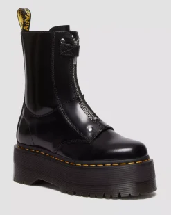 Platform Boots|Ankle Boots>Dr. Martens Jetta Hi Max Leather Platform Boots Black — Buttero