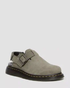 Sale|Originals>Dr. Martens Jorge II Faux Fur Lined Nubuck Slingback Mules NICKEL GREY — Milled Nubuck Wp