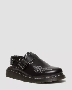 Mules & Slides|Shoes>Dr. Martens Jorge II Gothic Americana Leather Slingback Mules Black — Atlas