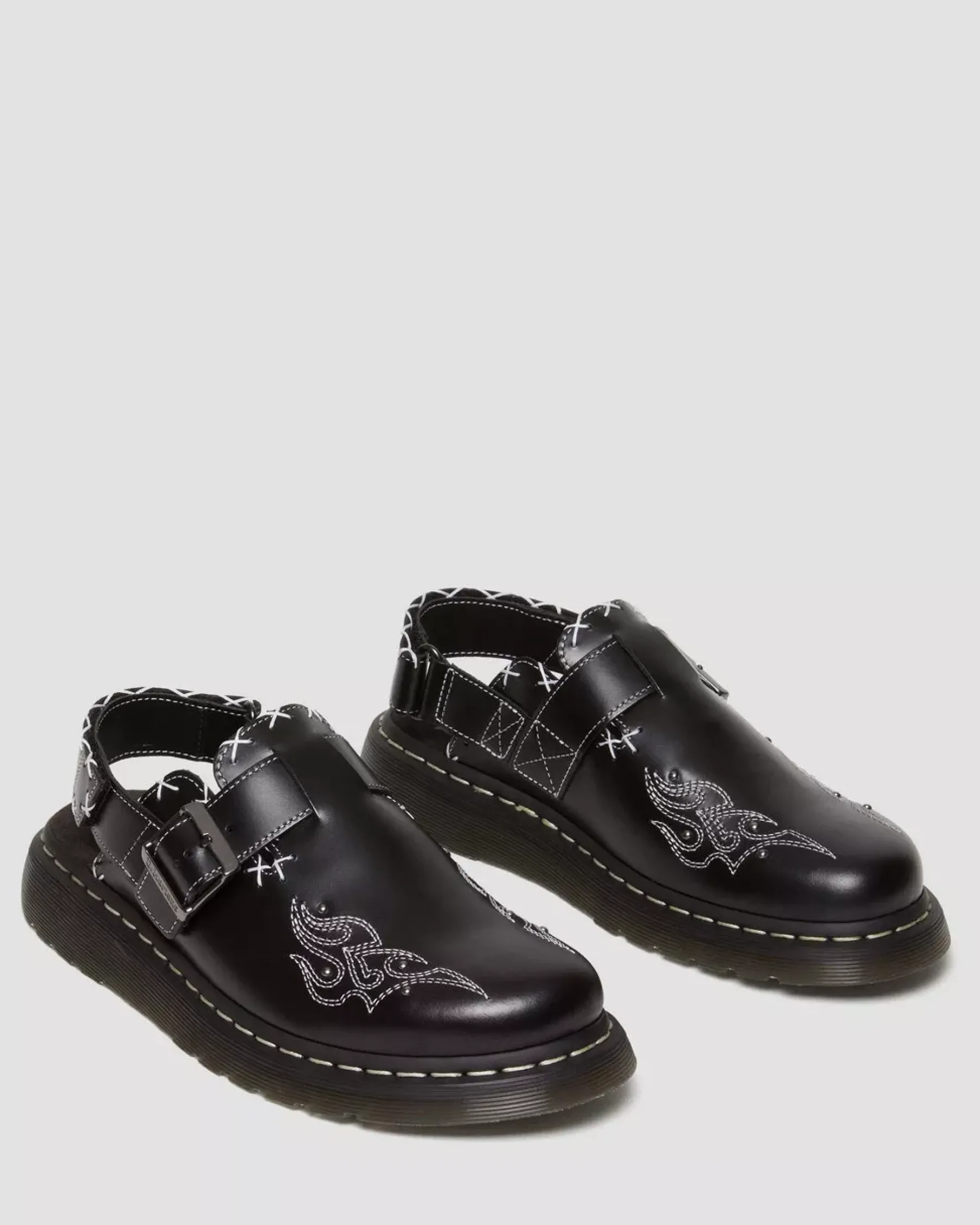 Mules & Slides|Shoes>Dr. Martens Jorge II Gothic Americana Leather Slingback Mules Black — Atlas