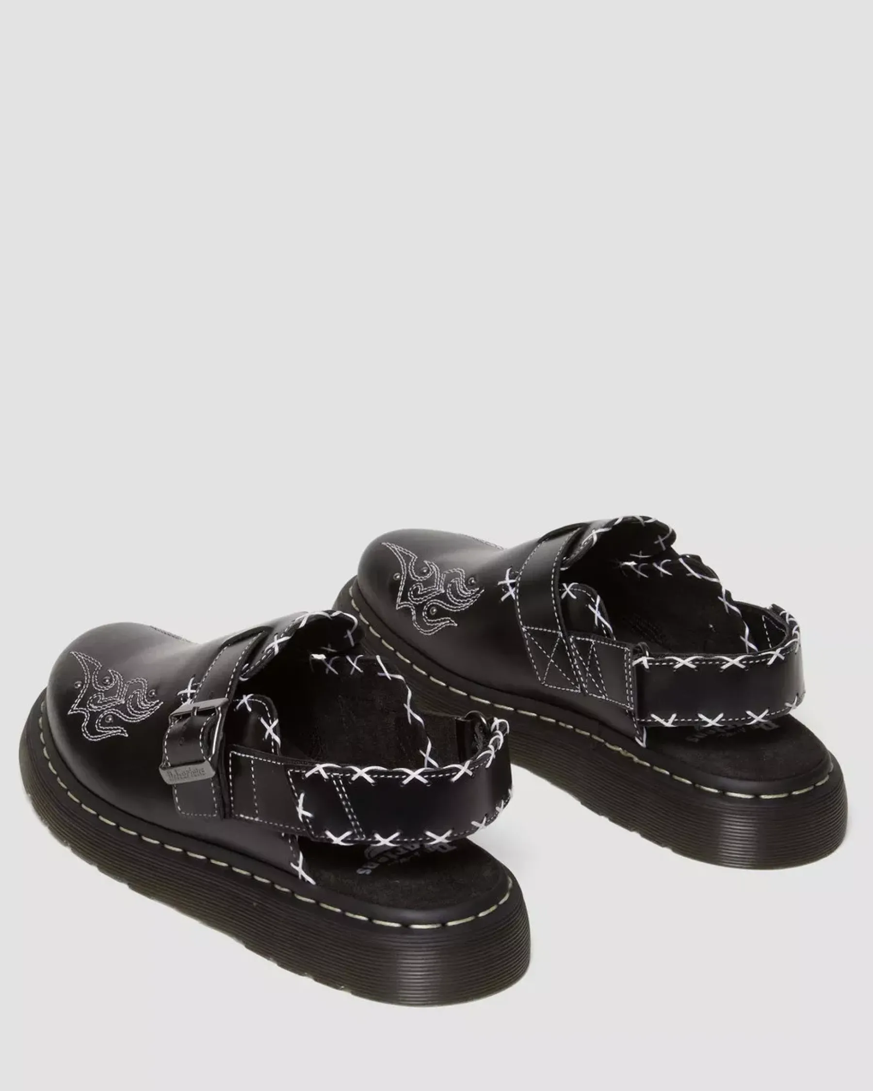 Mules & Slides|Shoes>Dr. Martens Jorge II Gothic Americana Leather Slingback Mules Black — Atlas