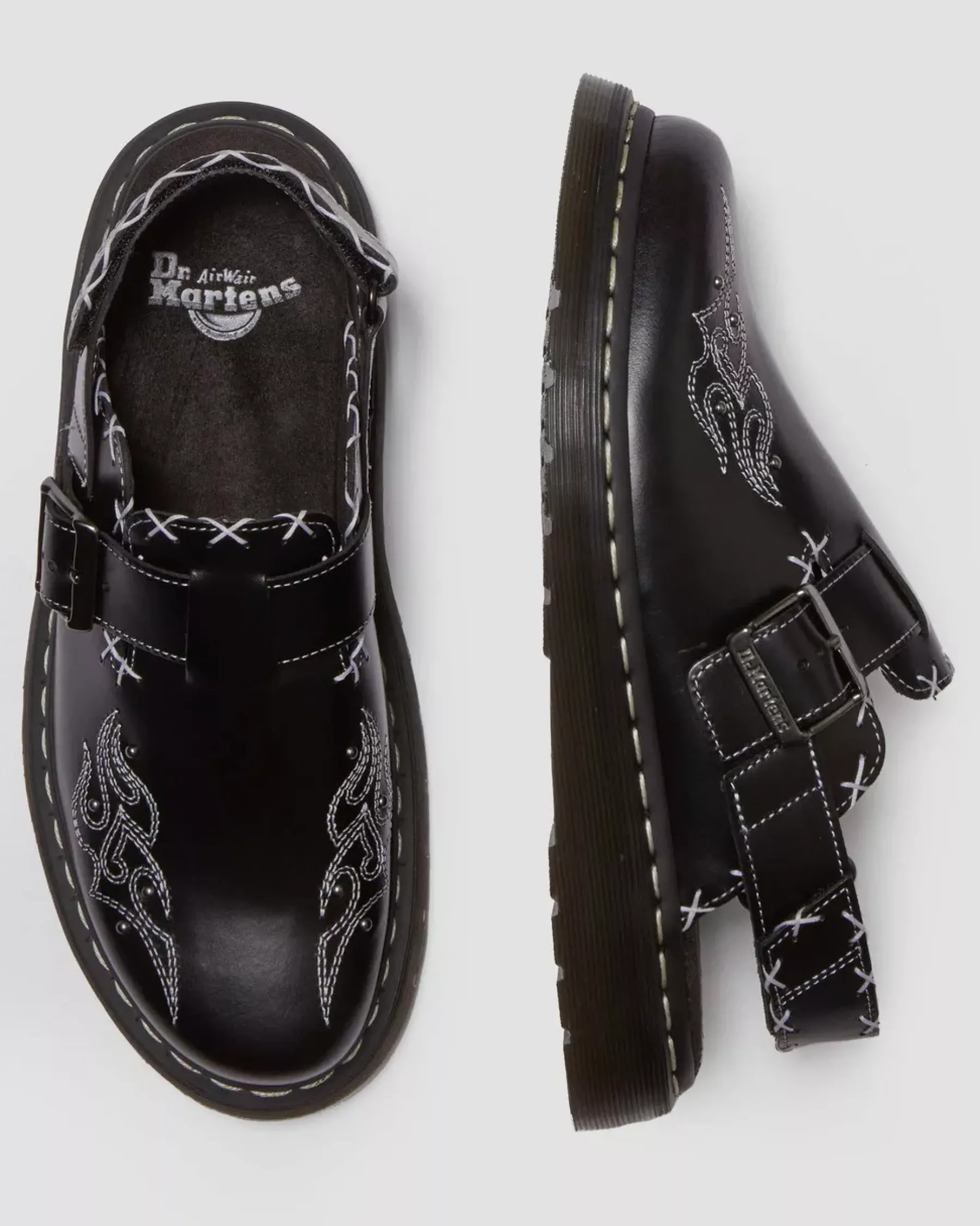 Mules & Slides|Shoes>Dr. Martens Jorge II Gothic Americana Leather Slingback Mules Black — Atlas