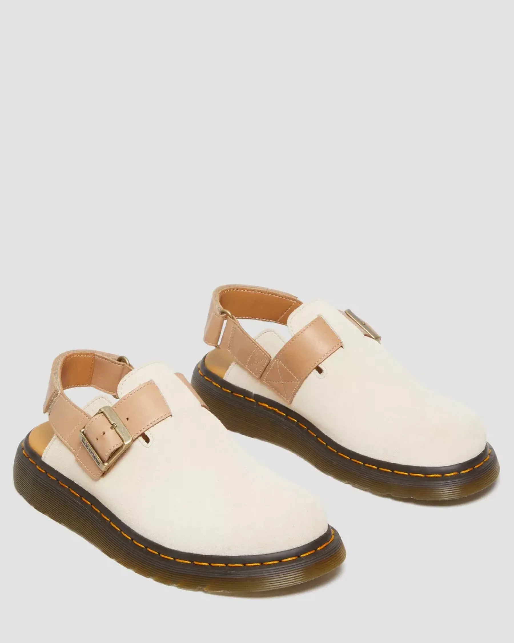 Mules & Slides|Shoes>Dr. Martens Jorge II Suede & Leather Slingback Mules Parchment Beige+Beige — E.H.Suede+Carrara