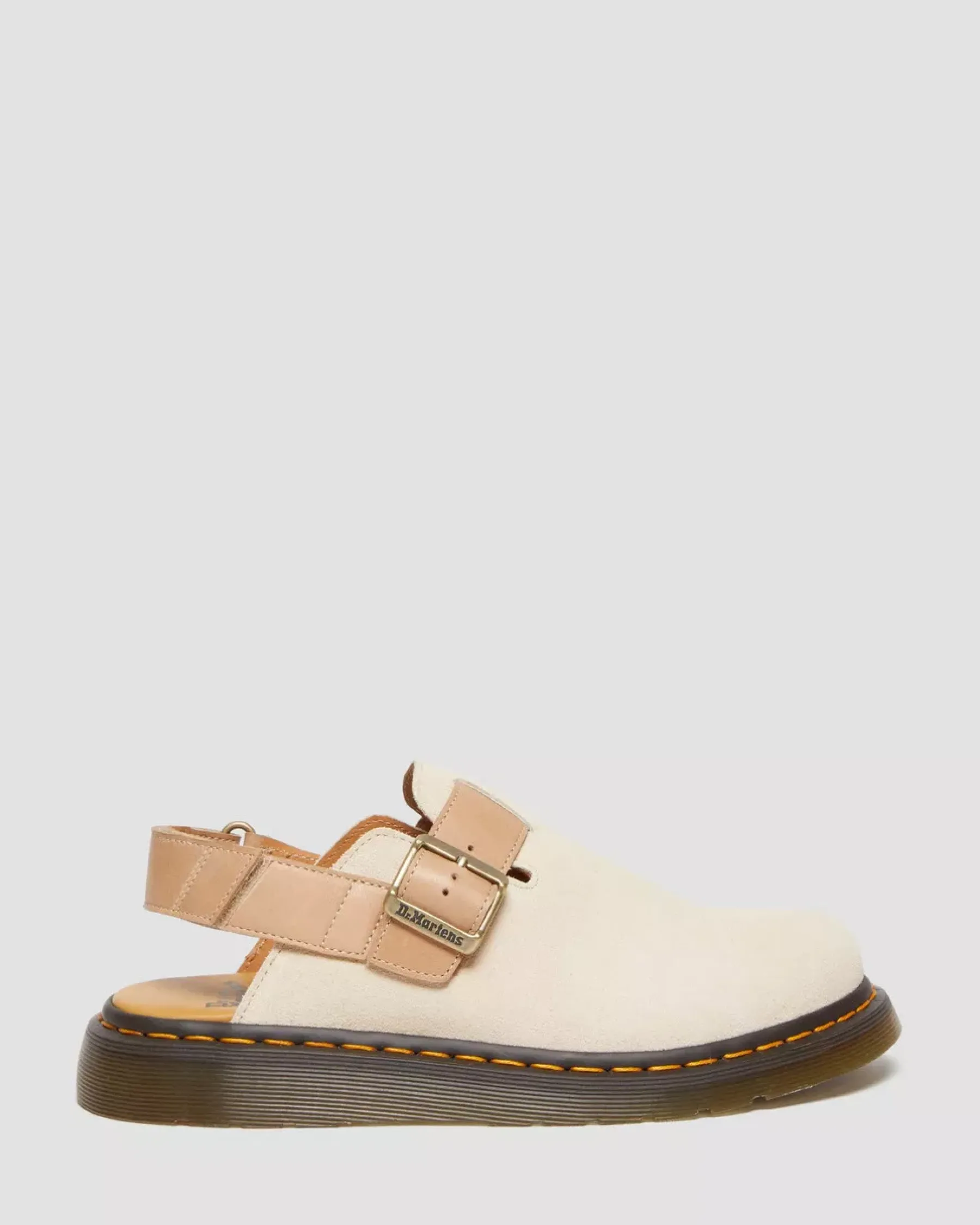 Mules & Slides|Shoes>Dr. Martens Jorge II Suede & Leather Slingback Mules Parchment Beige+Beige — E.H.Suede+Carrara