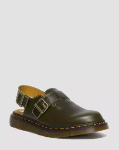 Sale|Originals>Dr. Martens Jorge Made in England Classic Leather Slingback Mules DARK GREEN