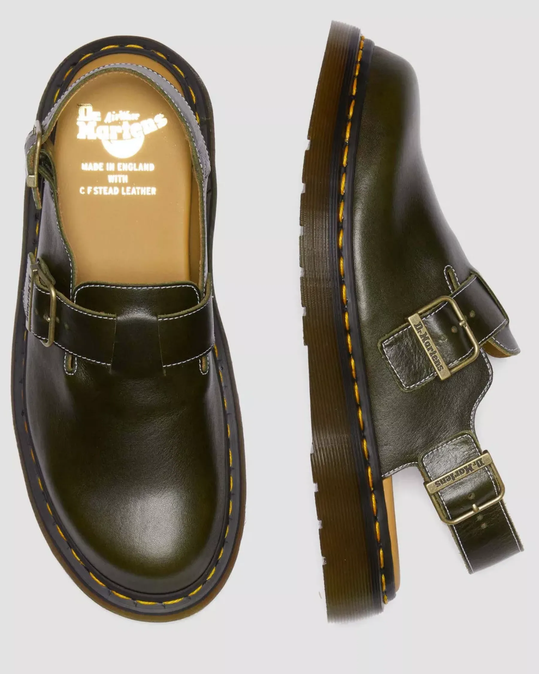 Sale|Originals>Dr. Martens Jorge Made in England Classic Leather Slingback Mules DARK GREEN