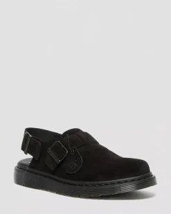 Mules & Slides|Sandals>Dr. Martens Jorge Made in England Suede Slingback Mules Black — Repello Calf Suede (Gum Oil)