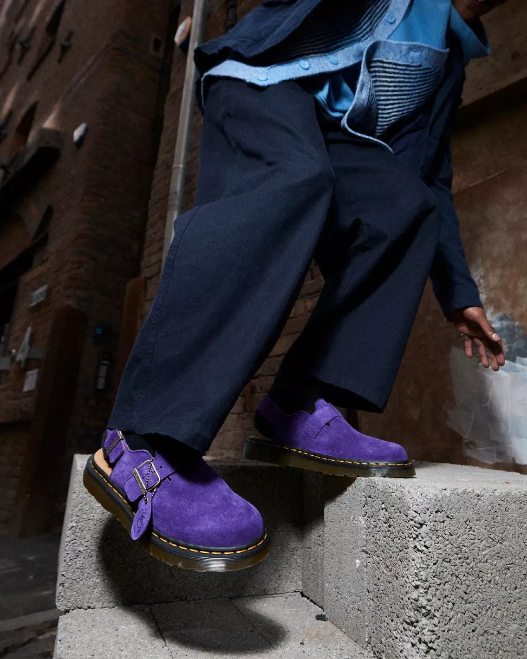 Sale|Originals>Dr. Martens Jorge Made in England Suede Slingback Mules Purple — Repello Calf Suede (Gum Oil)