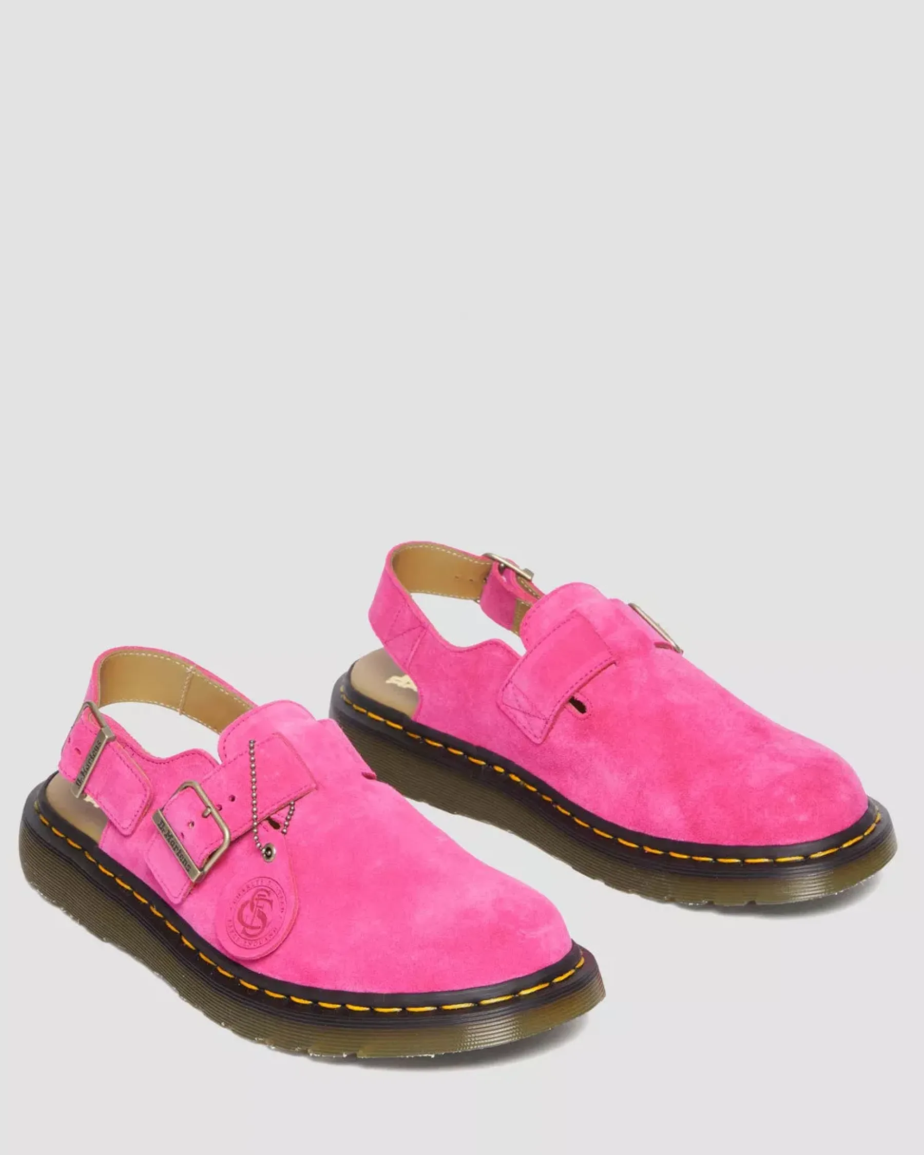Sale|Originals>Dr. Martens Jorge Made in England Suede Slingback Mules Pink — Repello Calf Suede (Gum Oil)