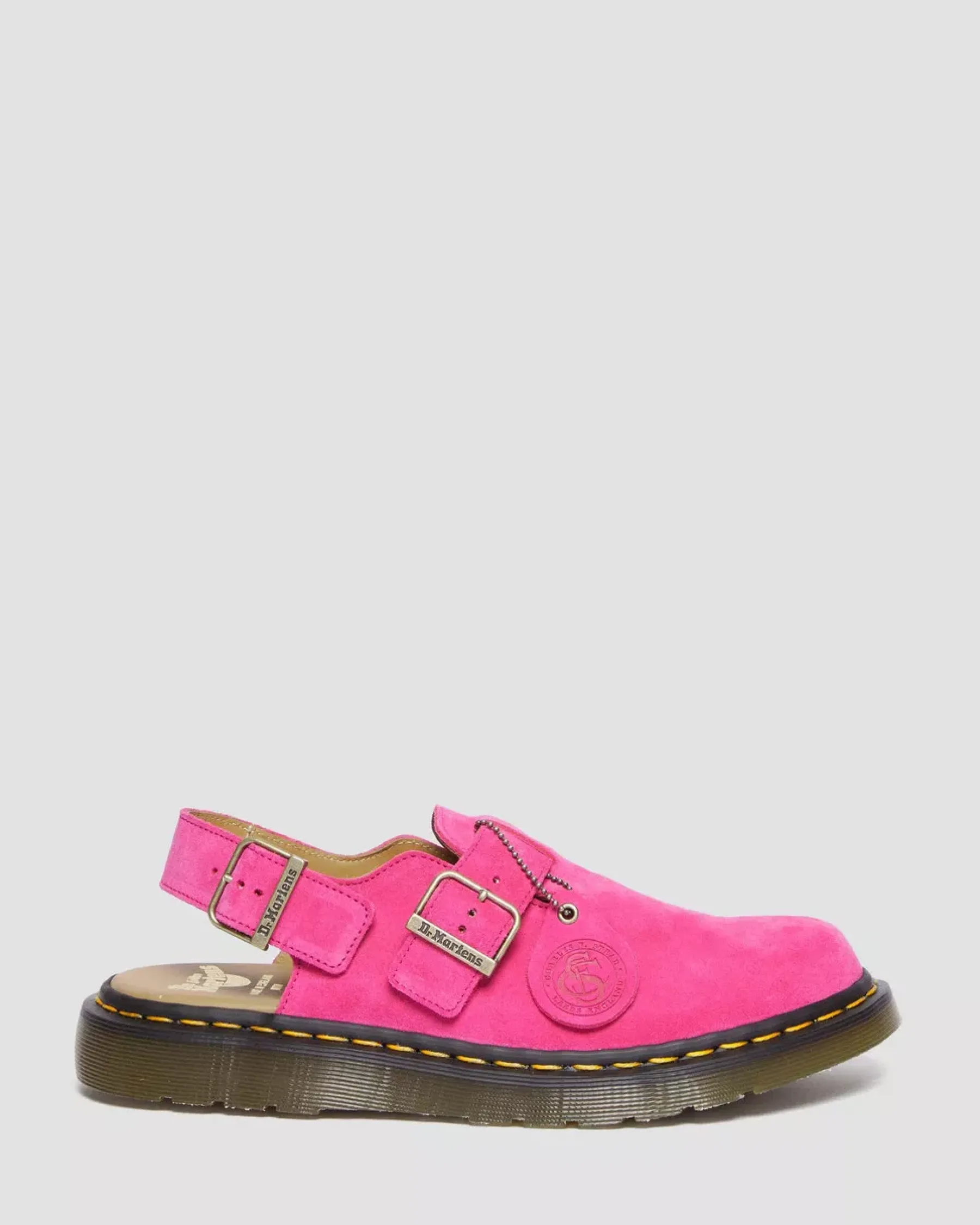 Sale|Originals>Dr. Martens Jorge Made in England Suede Slingback Mules Pink — Repello Calf Suede (Gum Oil)
