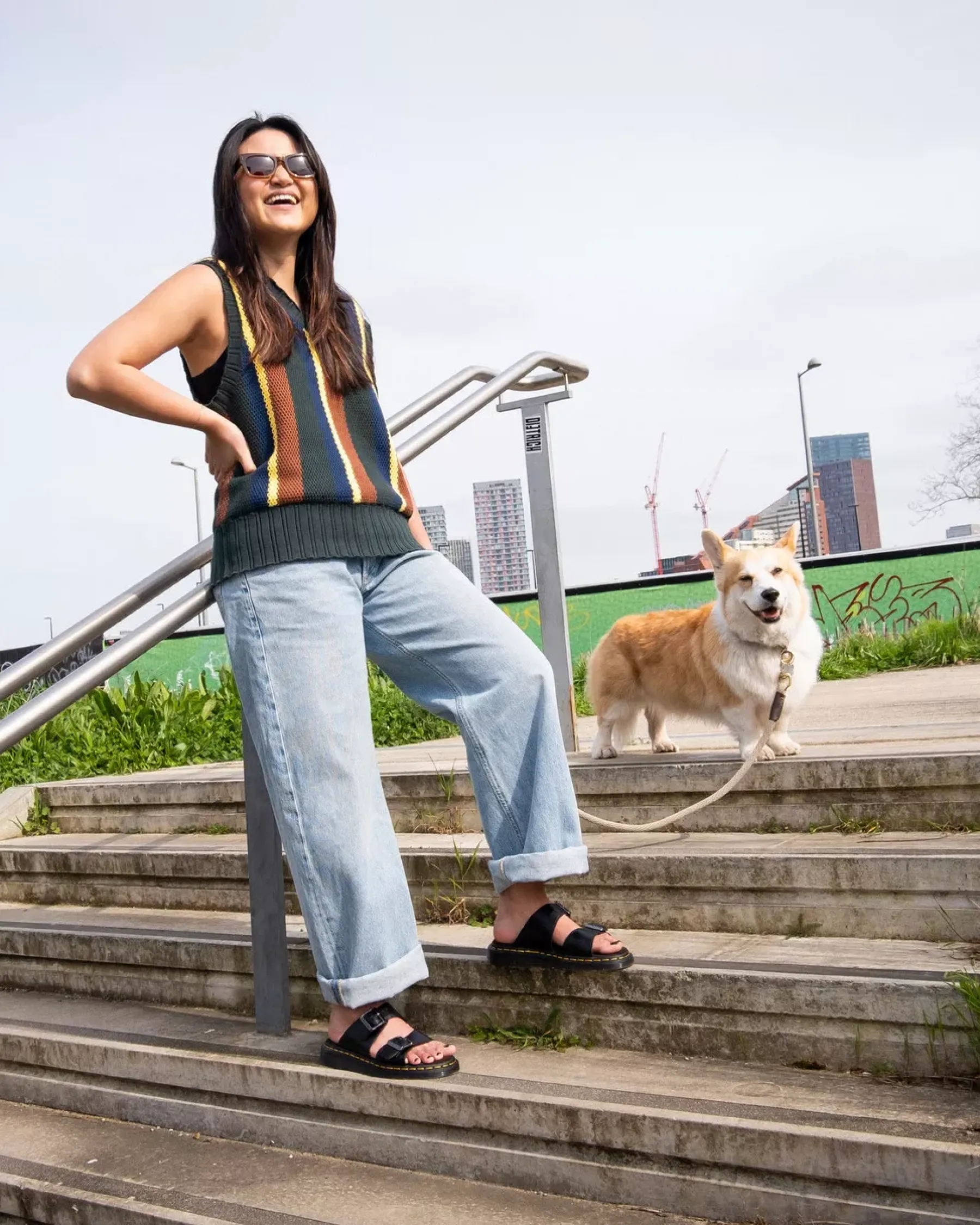 Sandals|Sandals>Dr. Martens Josef Analine Leather Buckle Slide Sandals Black — Aniline