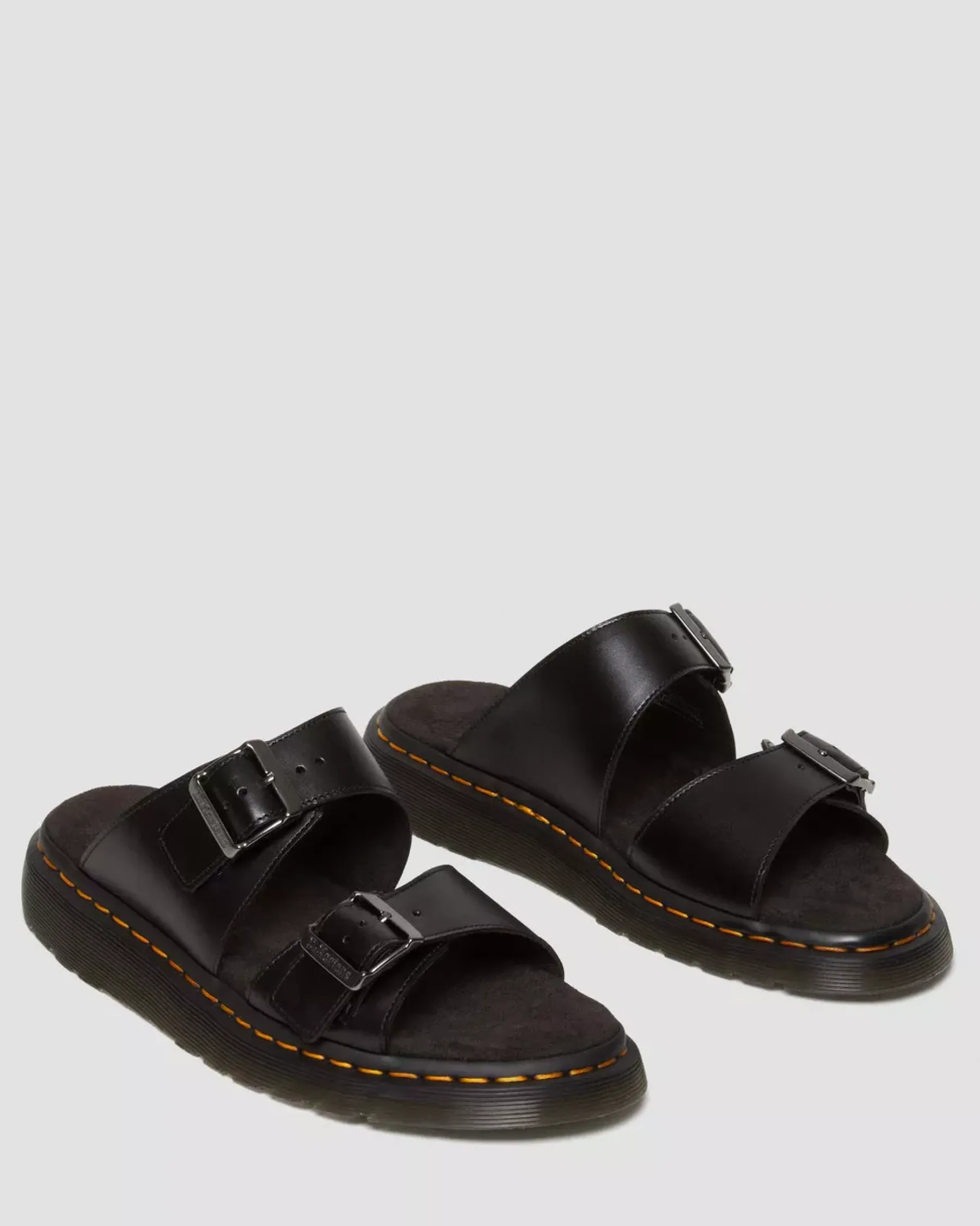 Sandals|Sandals>Dr. Martens Josef Analine Leather Buckle Slide Sandals Black — Aniline