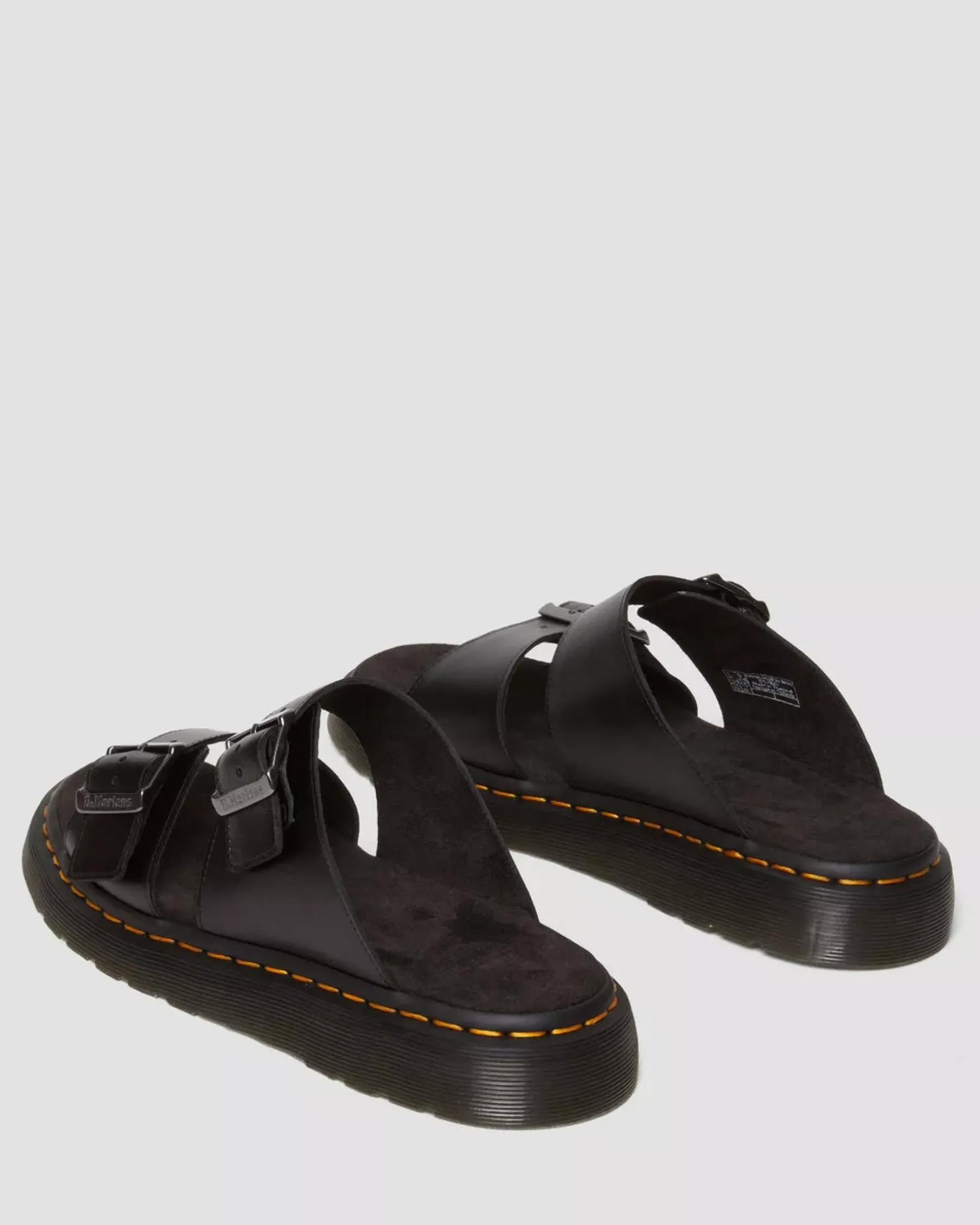 Sandals|Sandals>Dr. Martens Josef Analine Leather Buckle Slide Sandals Black — Aniline