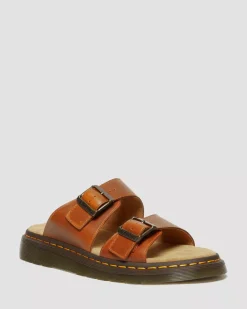 Sandals|Sandals>Dr. Martens Josef Analine Leather Buckle Slide Sandals Oak — Aniline