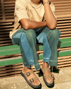 Sandals|Sandals>Dr. Martens Josef Nubuck Leather Buckle Slide Sandals Savannah Tan — Tumbled Nubuck
