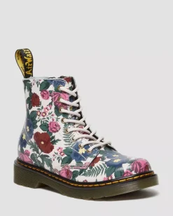 School Styles|Junior / 5-7 Years>Dr. Martens Junior 1460 English Garden Leather Lace Up Boots Multi — Hydro Leather