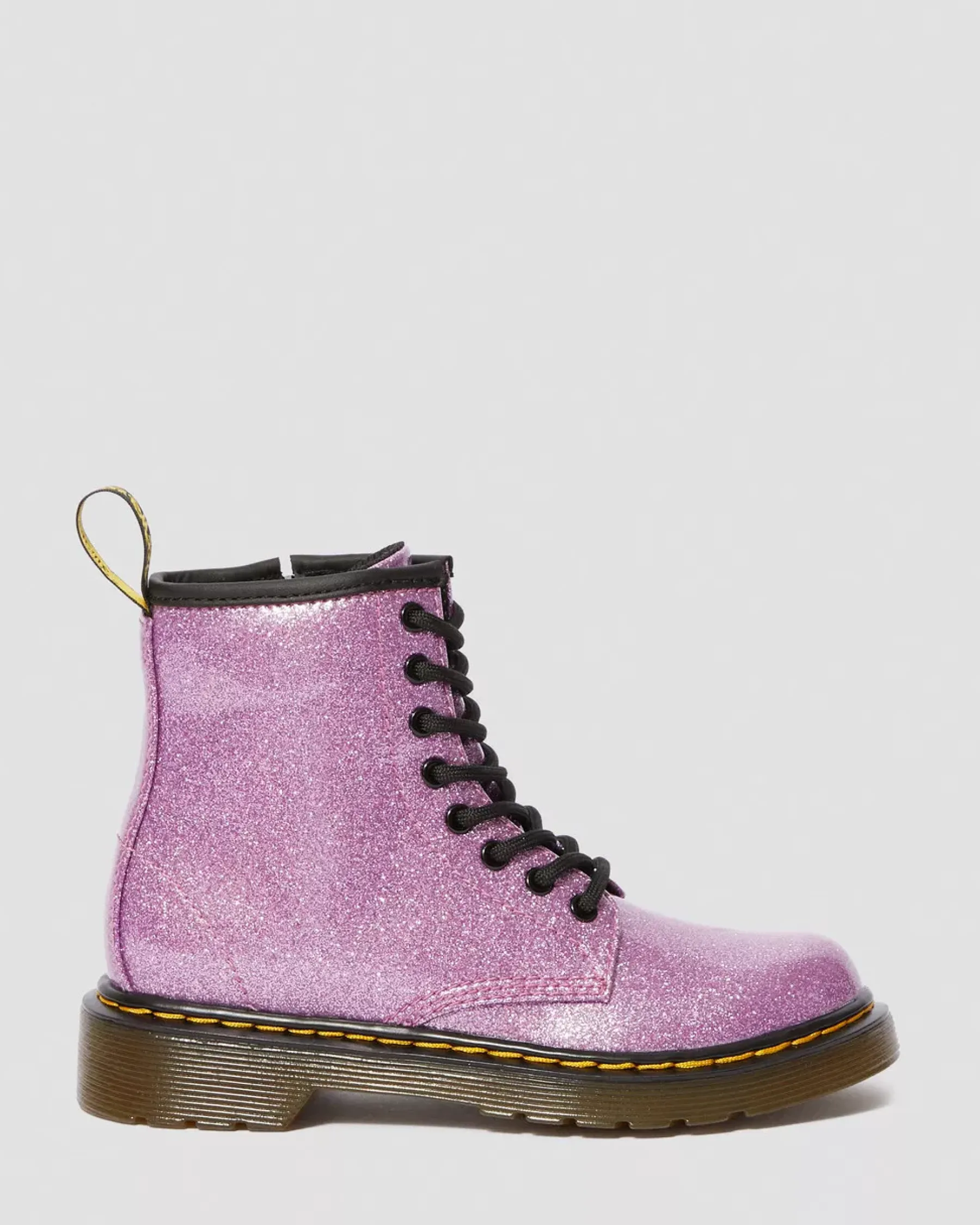 School Styles|Junior / 5-7 Years>Dr. Martens Junior 1460 Glitter Lace Up Boots Dark Pink — Coated Glitter