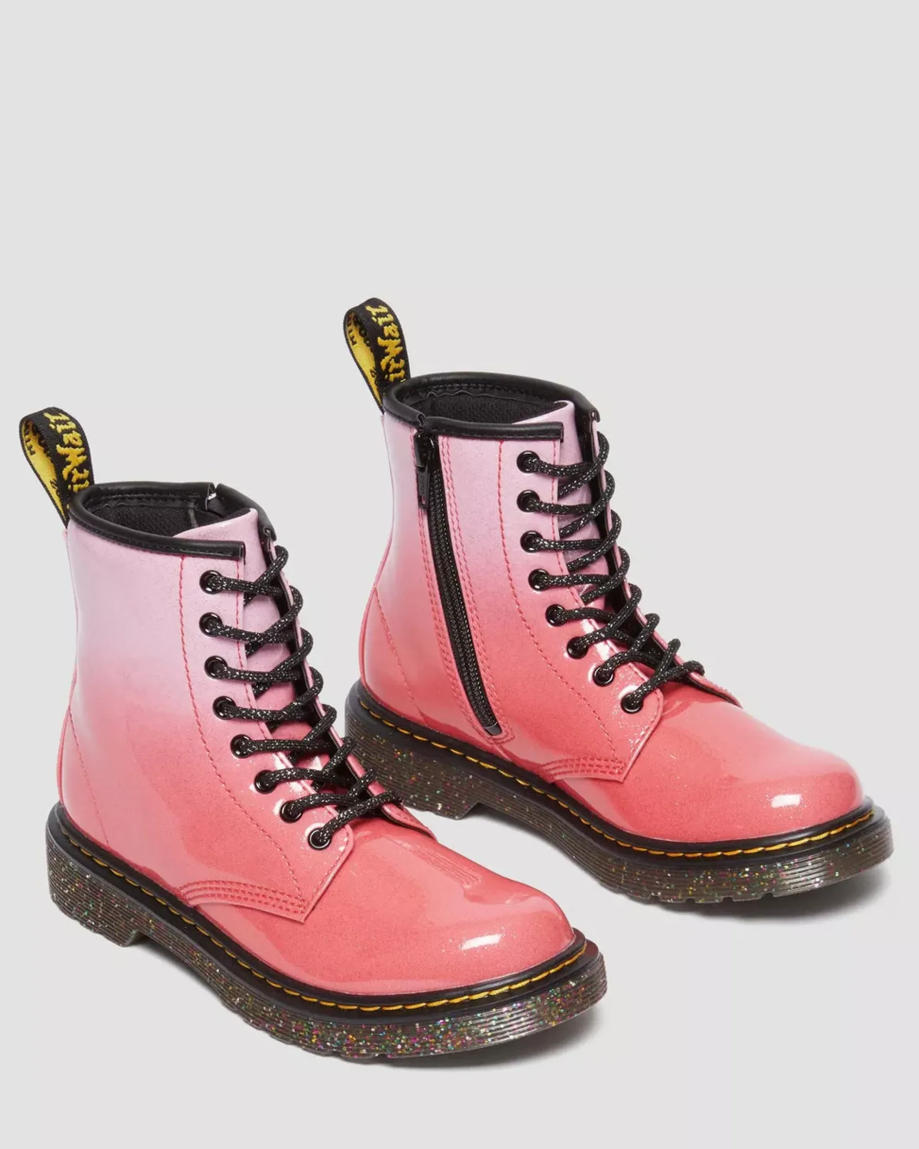 Glitter & Patent Boots|School Styles>Dr. Martens Junior 1460 Gradient Glitter Leather Lace Up Boots Pink