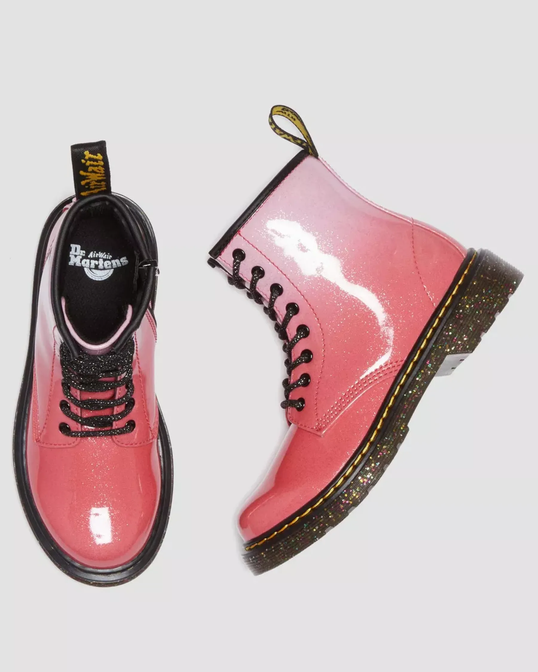 Glitter & Patent Boots|School Styles>Dr. Martens Junior 1460 Gradient Glitter Leather Lace Up Boots Pink