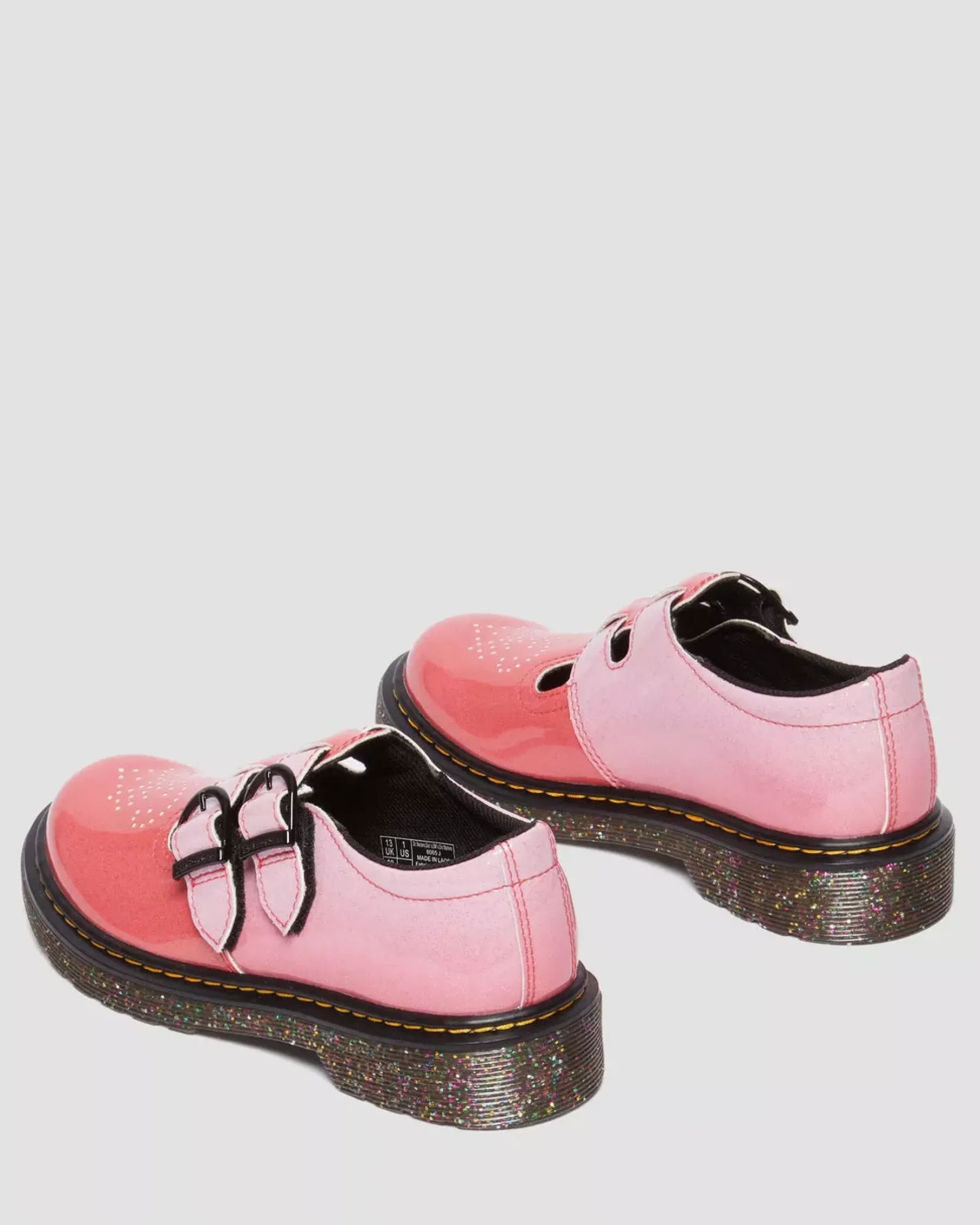 Glitter & Patent Boots|School Styles>Dr. Martens Junior 8065 Gradient Glitter Leather Mary Jane Shoes Pink